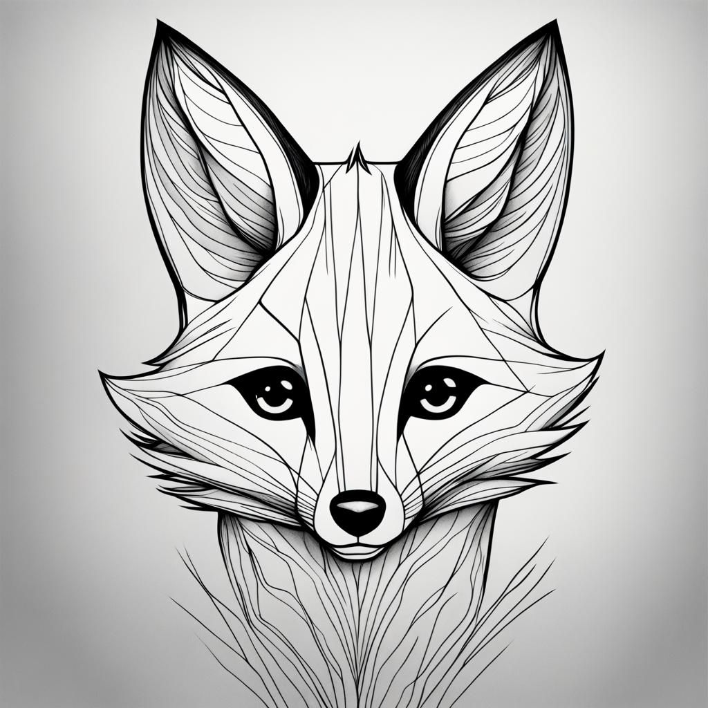 Minimalist Fox Line Art in Geometric Style