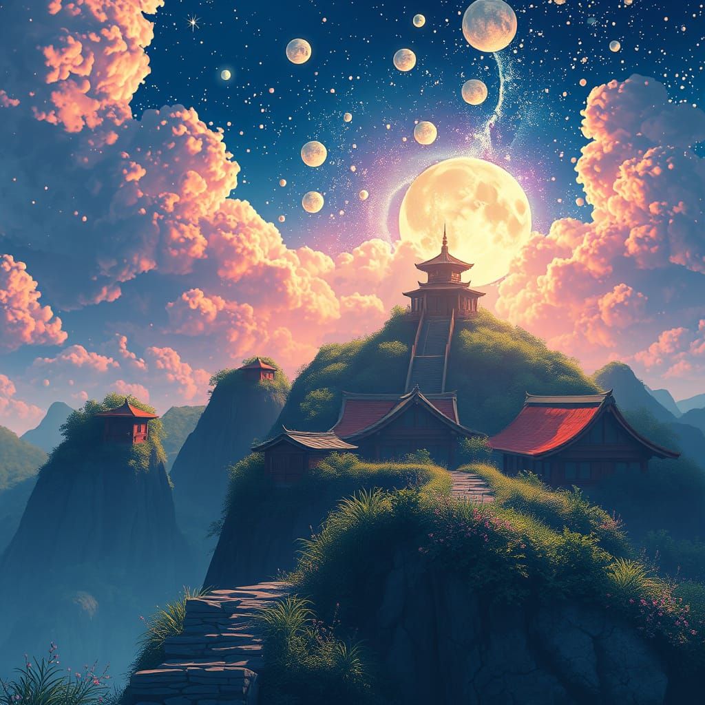 Whimsical Anime Landscape with Dreamlike Quality