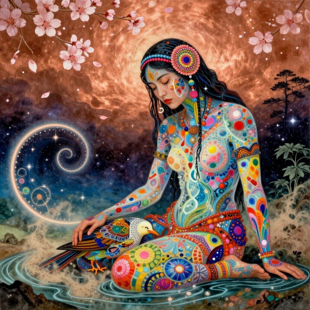 Mystical Shaman's Astral Journey in Vivid Colors