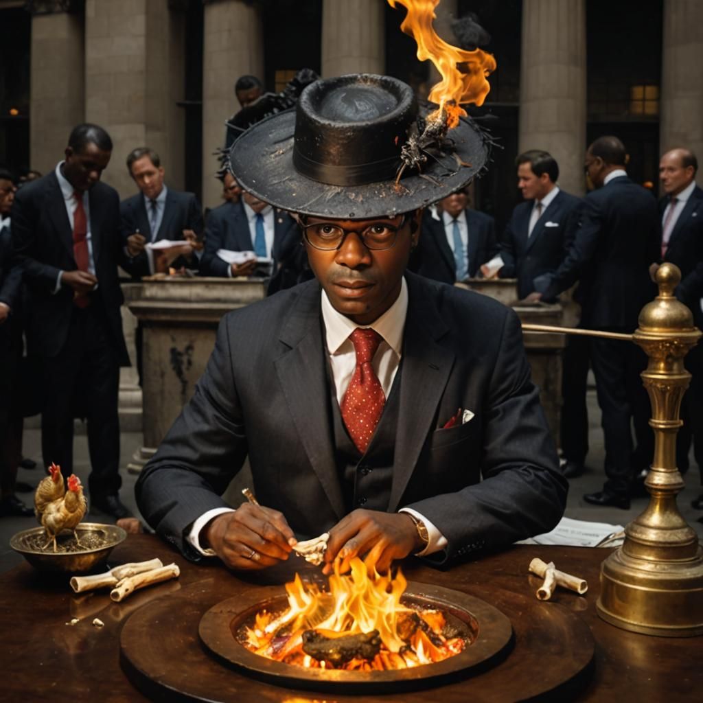 Hyperrealistic Voodoo Ritual at London Stock Exchange
