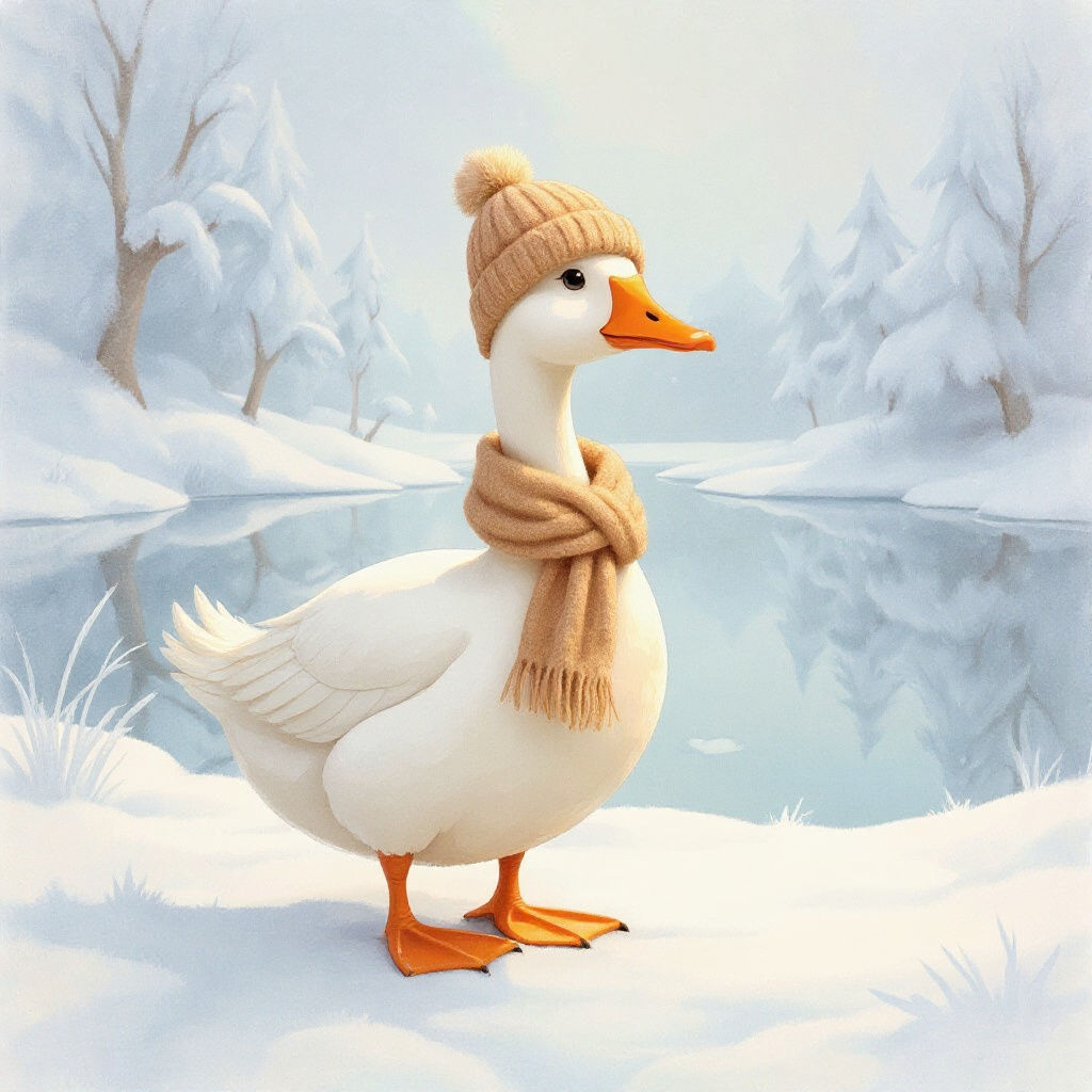 Gosha the Goose Proudly Guards His Pond With Seashell