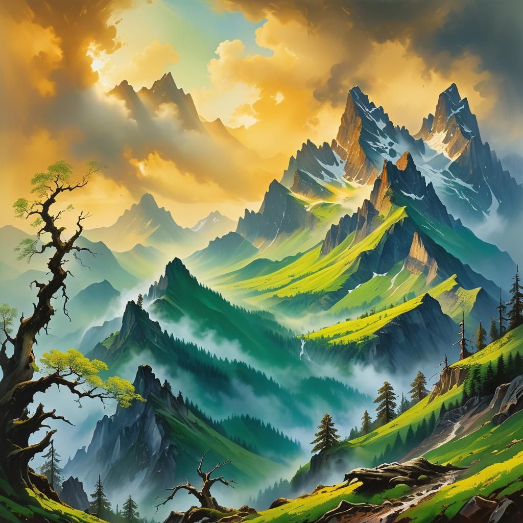 Mystical Mountains in Romanticist Style