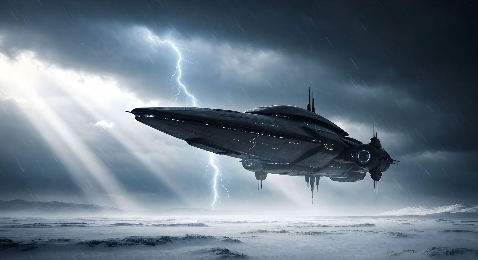 Alien Spacecraft Emerges from Winter Storm, Turner Style