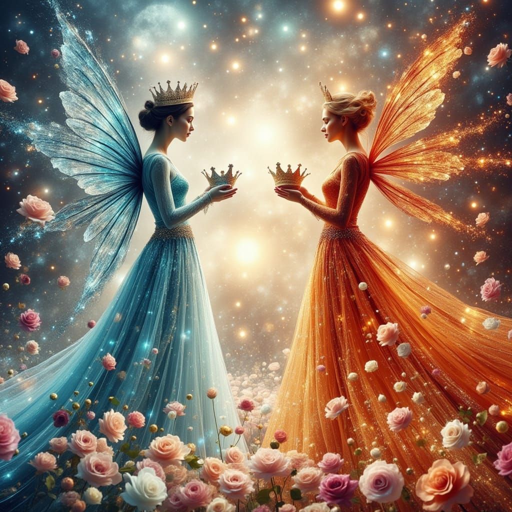 Ice and Fire Queens Offer Crowns in Magical Arena Painting