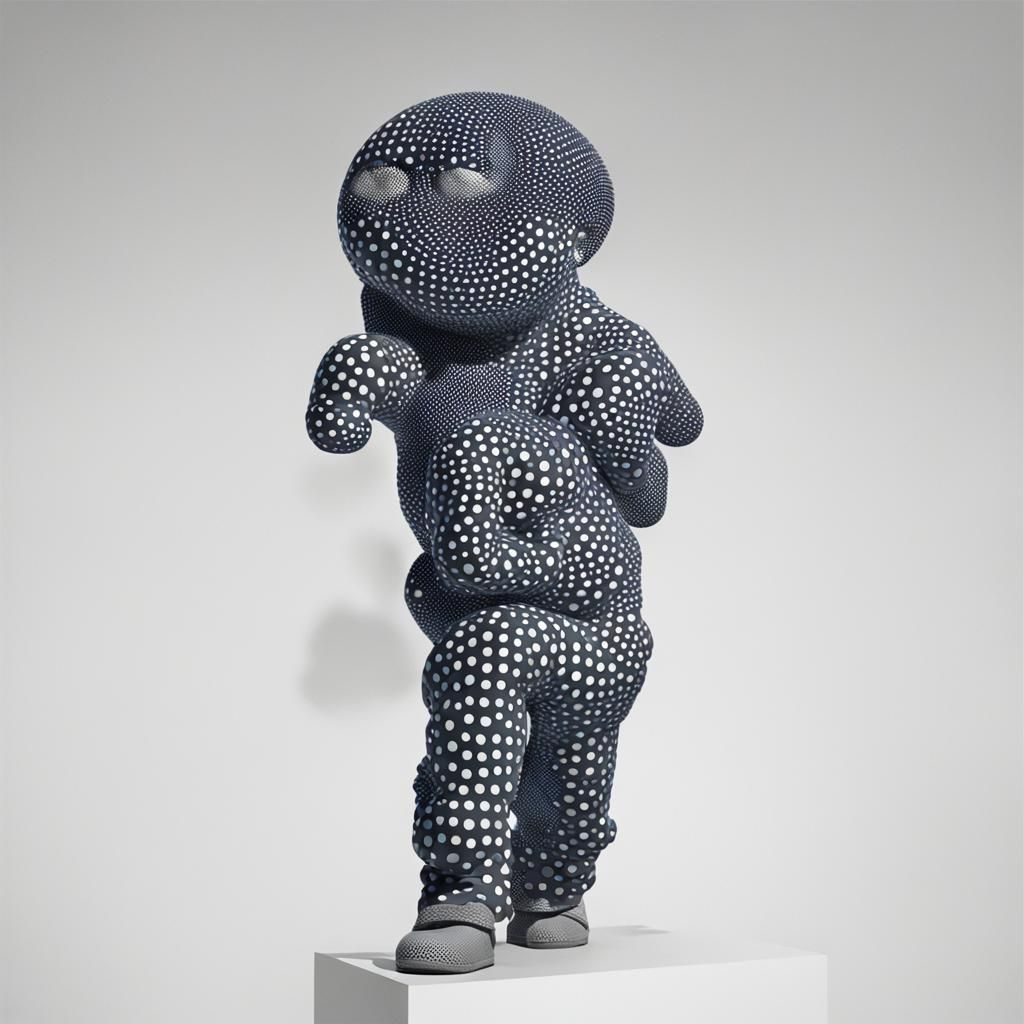 Psychedelic Half-tone Boy Statue Inducing Hypnotic Madness