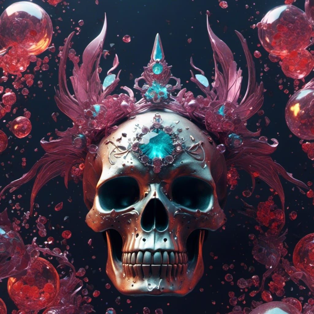 Witchy Skull with Crystals: Detailed Matte Painting