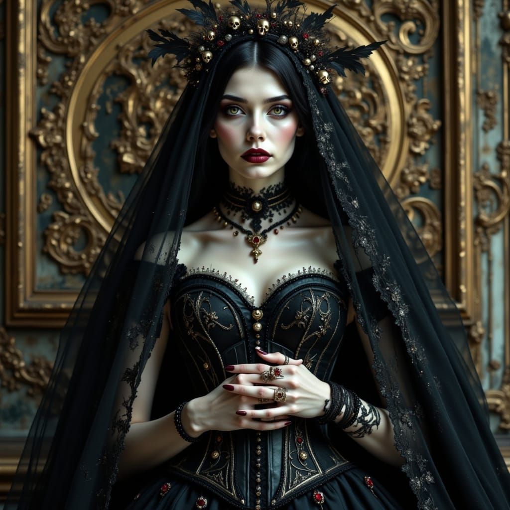 Elegant Vampire Lady in Gothic Digital Art