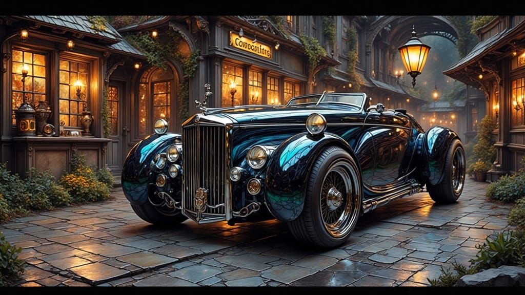 Custom Rolls-Royce Sweptail at Gas Station