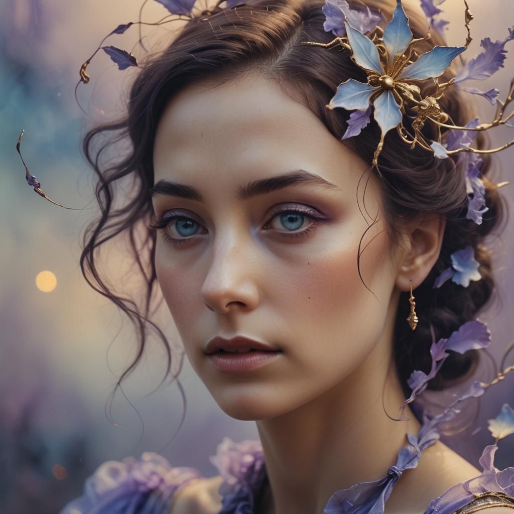 Eva's Surreal Recollection: A Dreamy Close-Up