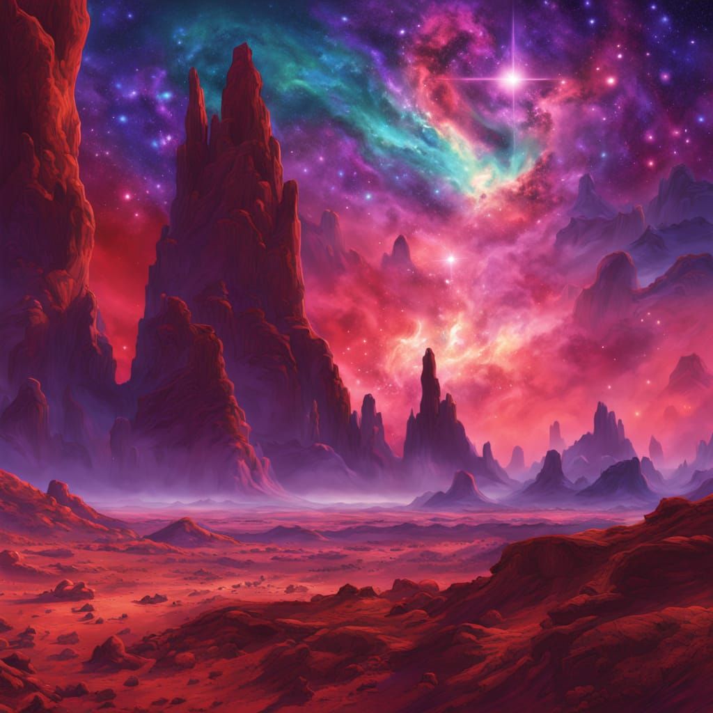 Spectacular Alien Sky in Fantasy Landscape