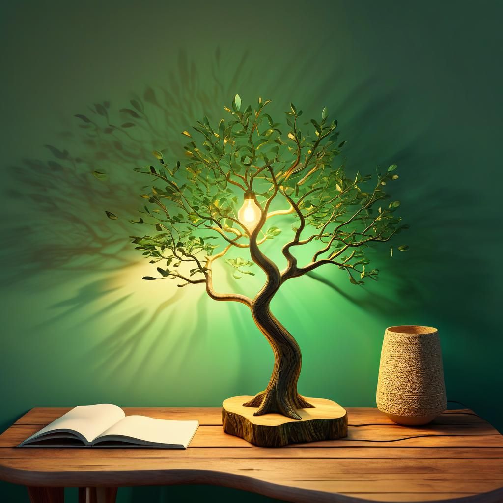 Tree Lamp Concept Art with Warm Golden Light