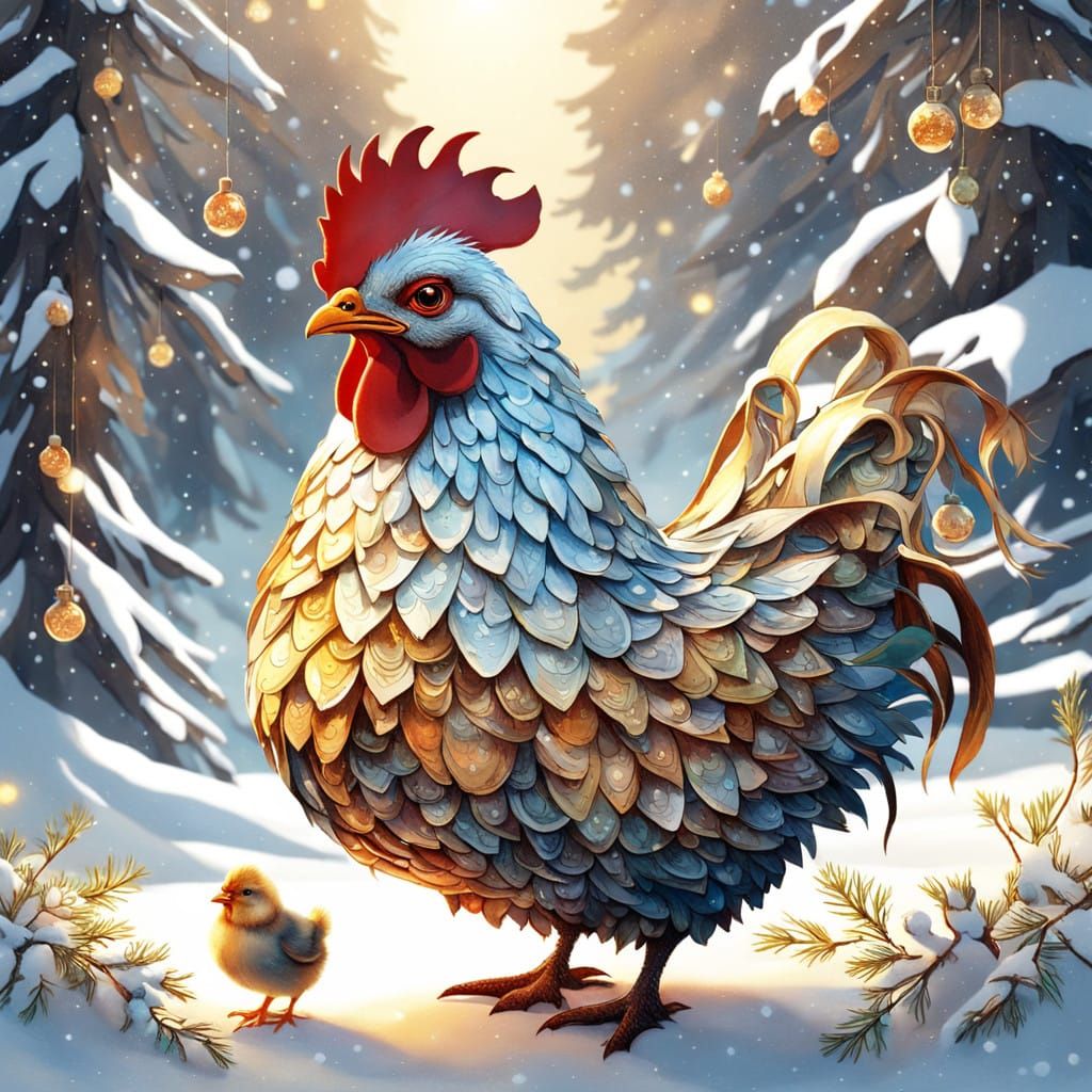 Motherly Love in a Winter Wonderland Scene