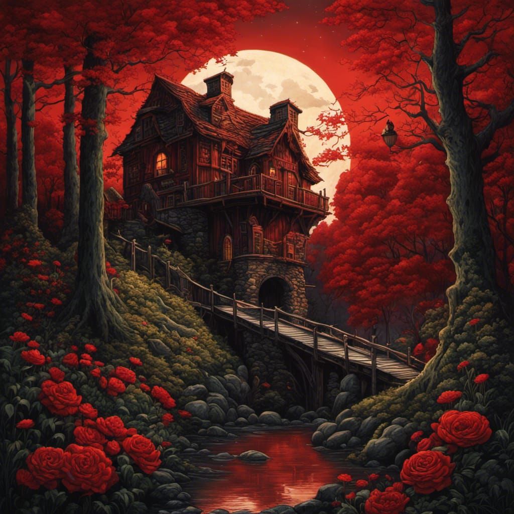 Gothic Watermill in Tim Burton Style