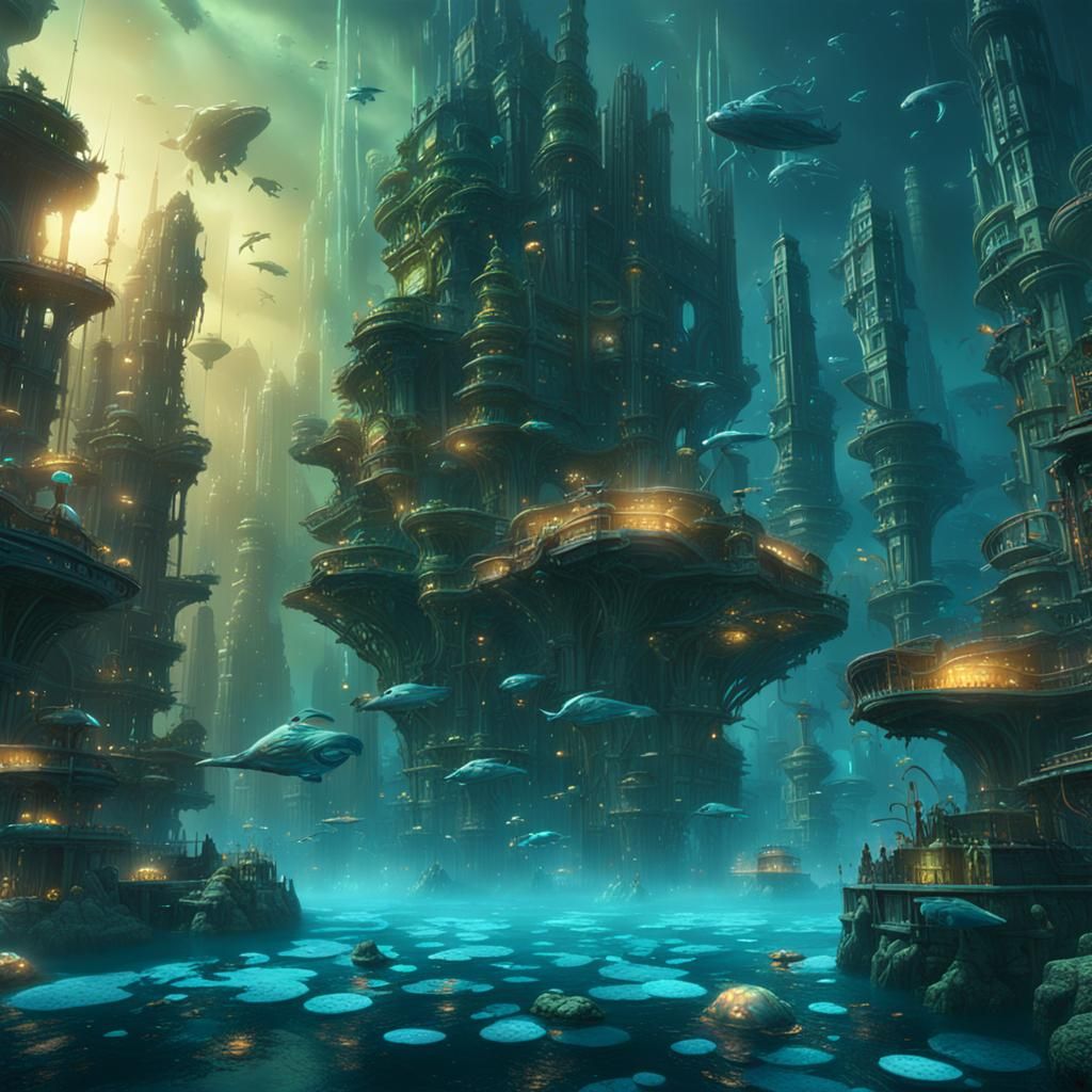 Bioluminescent Humanoids Populate Underwater Metropolis