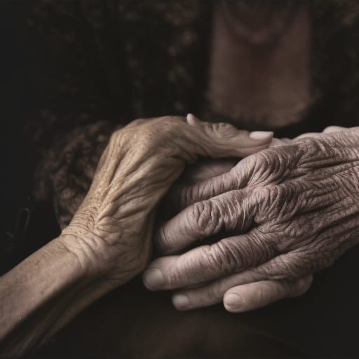 Touching Hands: Generational Connection in Soft Light