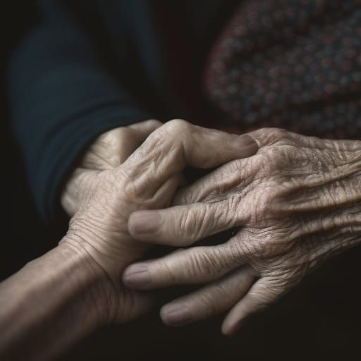 Touching Hands: Generational Connection in Soft Light