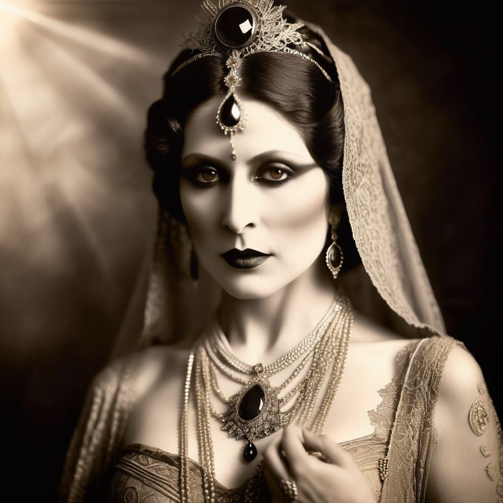 Mata Hari in Elegant Gothic Sepia Splendor