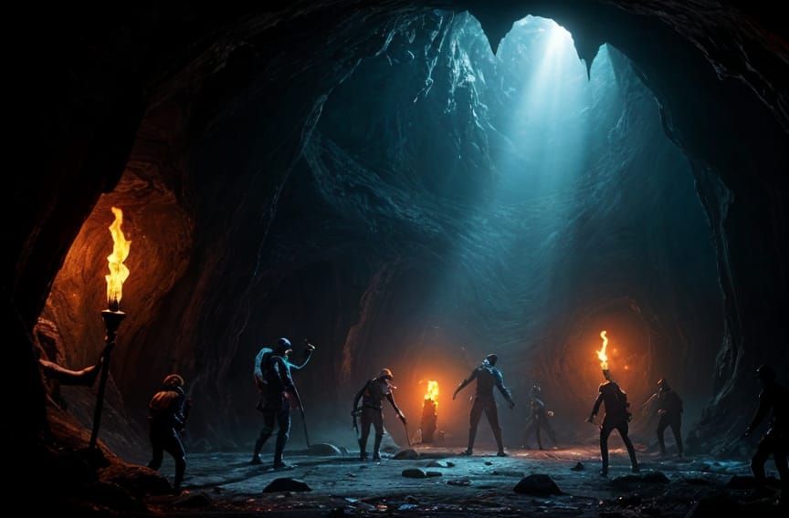 Demons and Monsters in Shadowy Cave