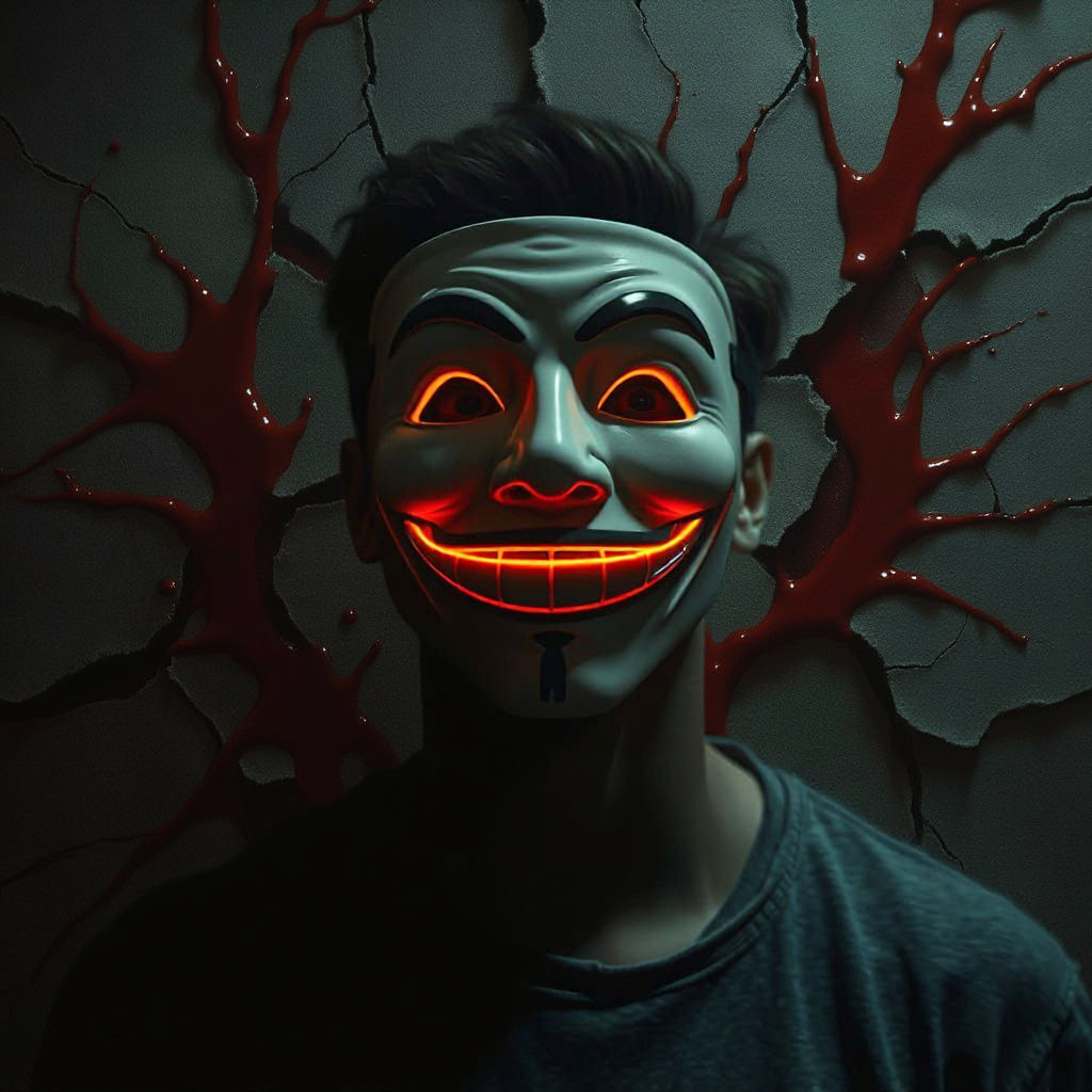 Mask of Happiness: Dark and Moody Digital Art