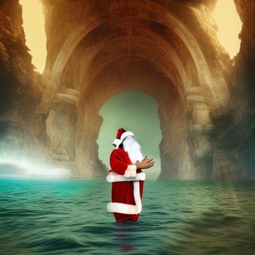 Santa Claus in Bikini: Epic Cinematic Digital Art