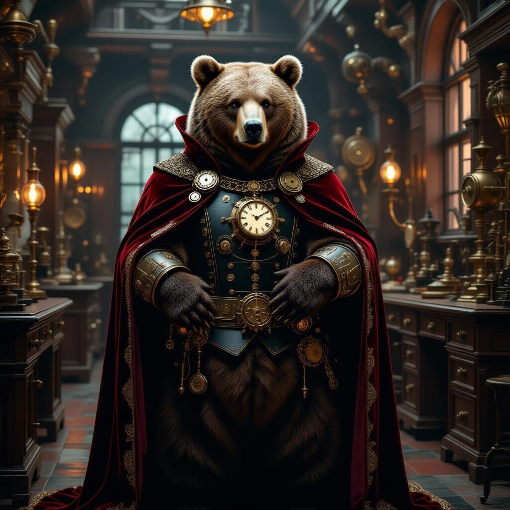 Clockwork Kodiak Bear in Victorian Lab