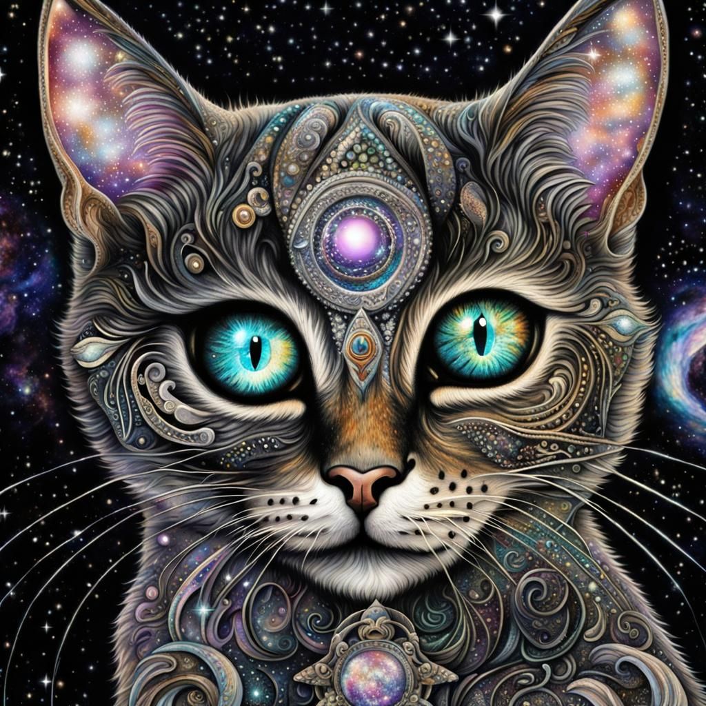 Cosmic Cat Eyeball Galaxy in Hyperrealistic Style