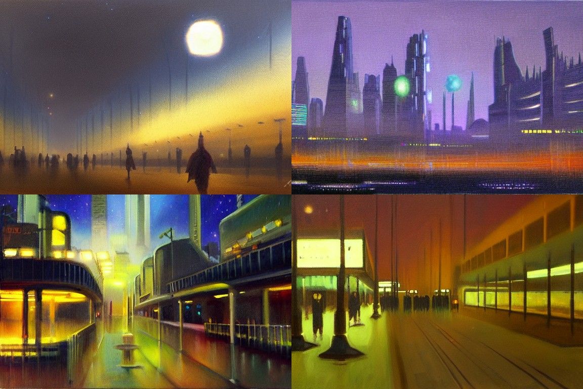 Sci-Fi City in Australian Tonalism Style