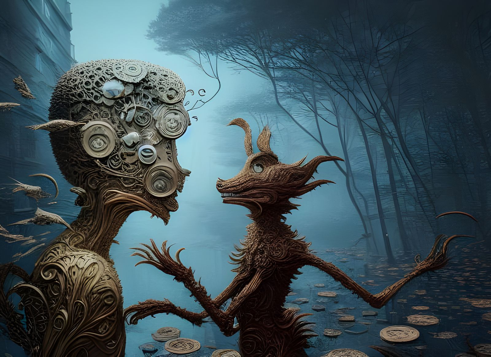 Intricate Anthropomorphic Digital Illustration with Fractal ...