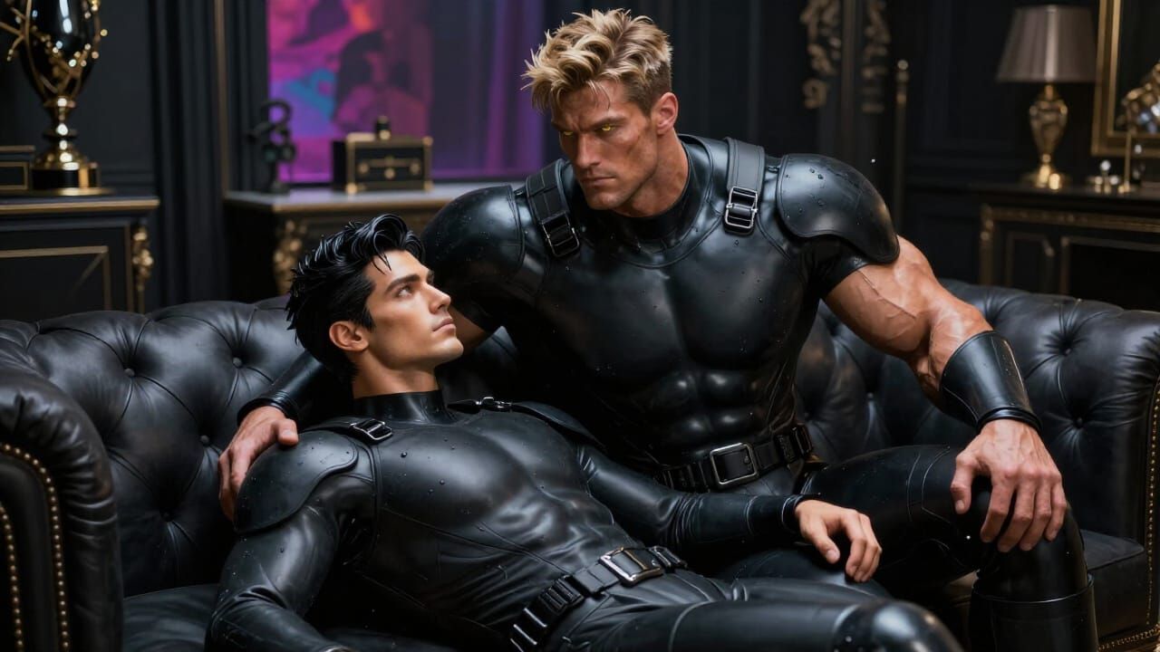 Two Handsome Men in Luxurious Living Room