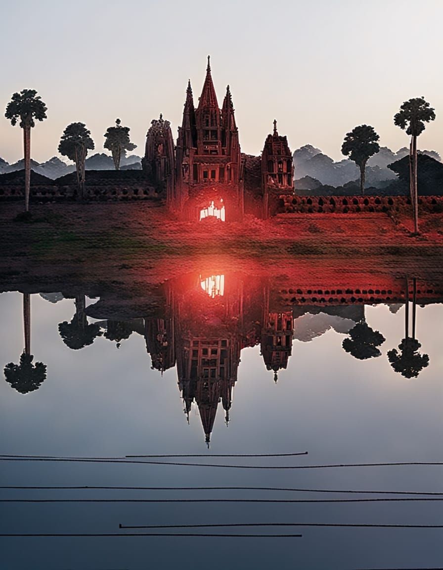 Crimson Temple Hidden in Silent Smile Art