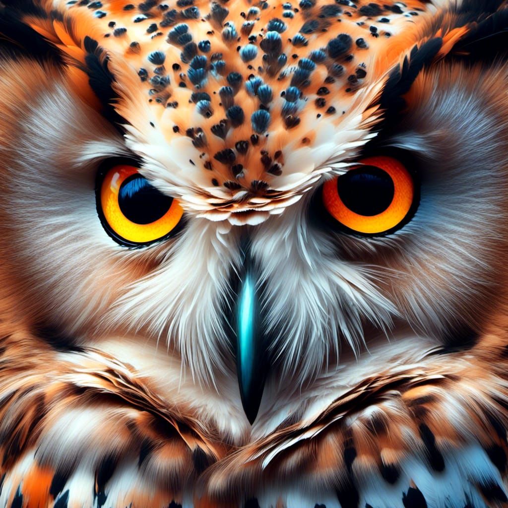 Detailed Snowy Owl in Hyperrealistic Splash Art