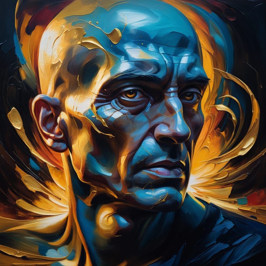 Emotional Surrealist Portrait of a Person Fighting Cancer