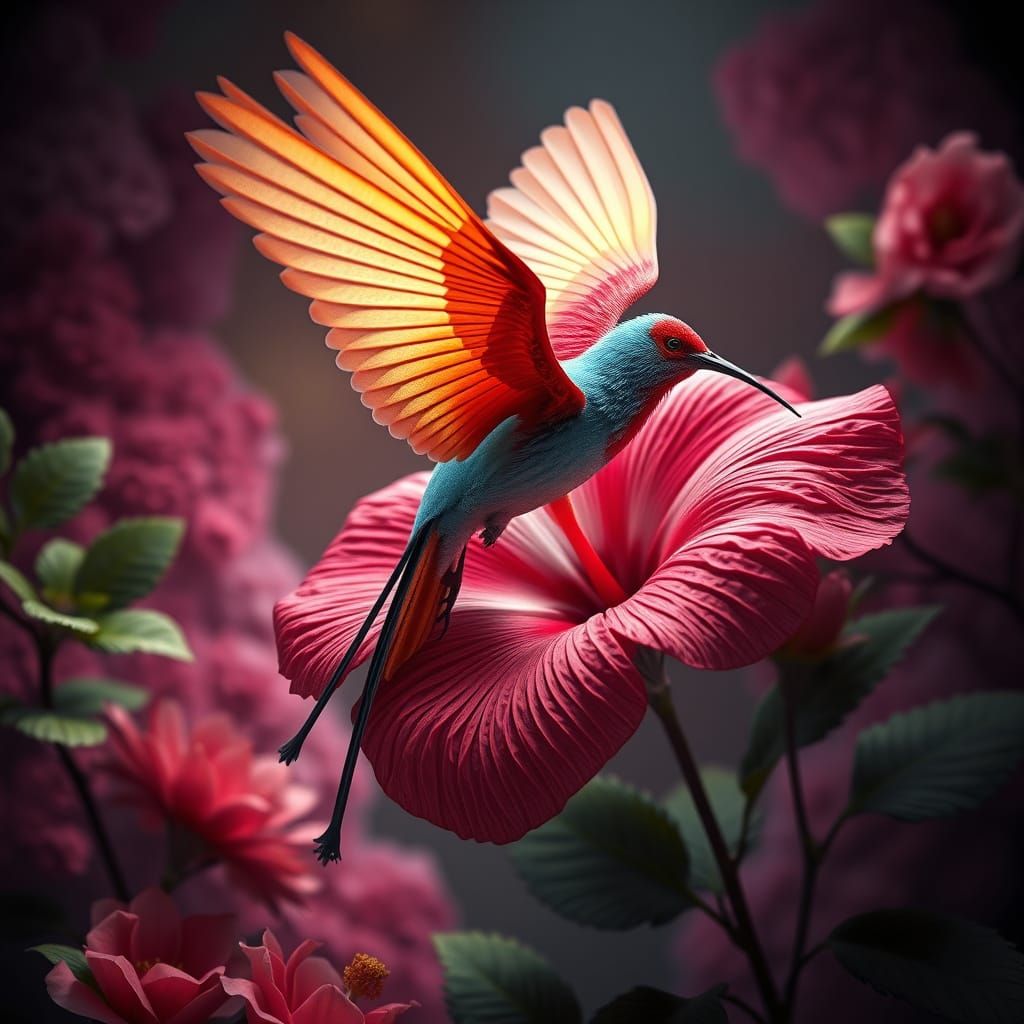 Ethereal Colibri in Vibrant 4K UHD Fabric Landscape