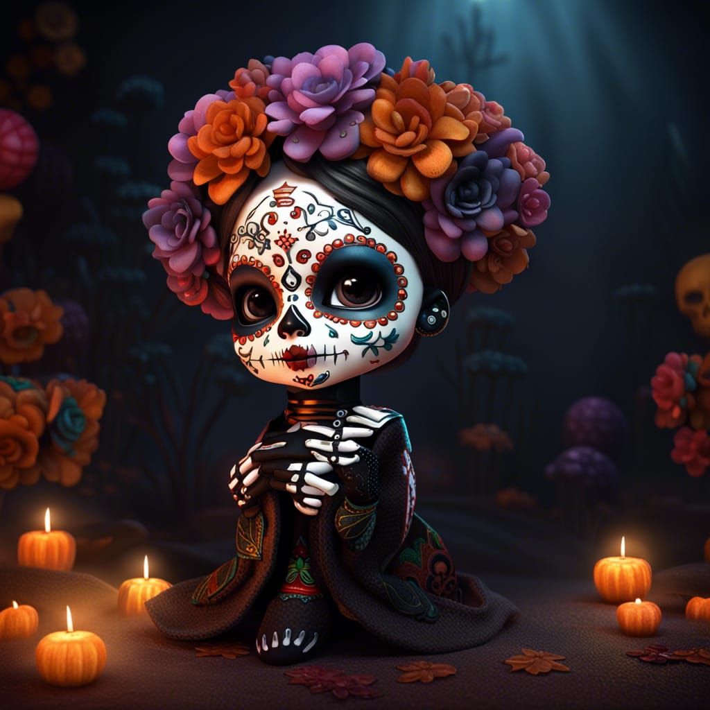 Day of the Dead Decorated Chibi Toddler