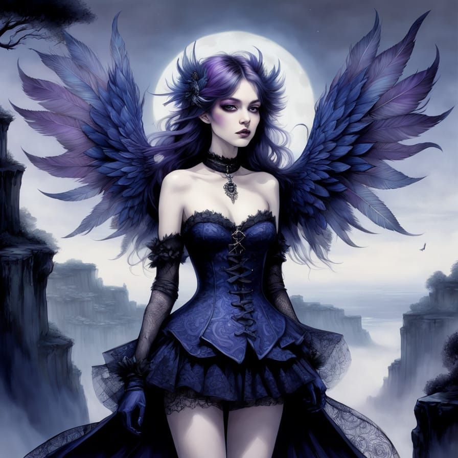 Gothic Harpie Spreads Mysterious Wings