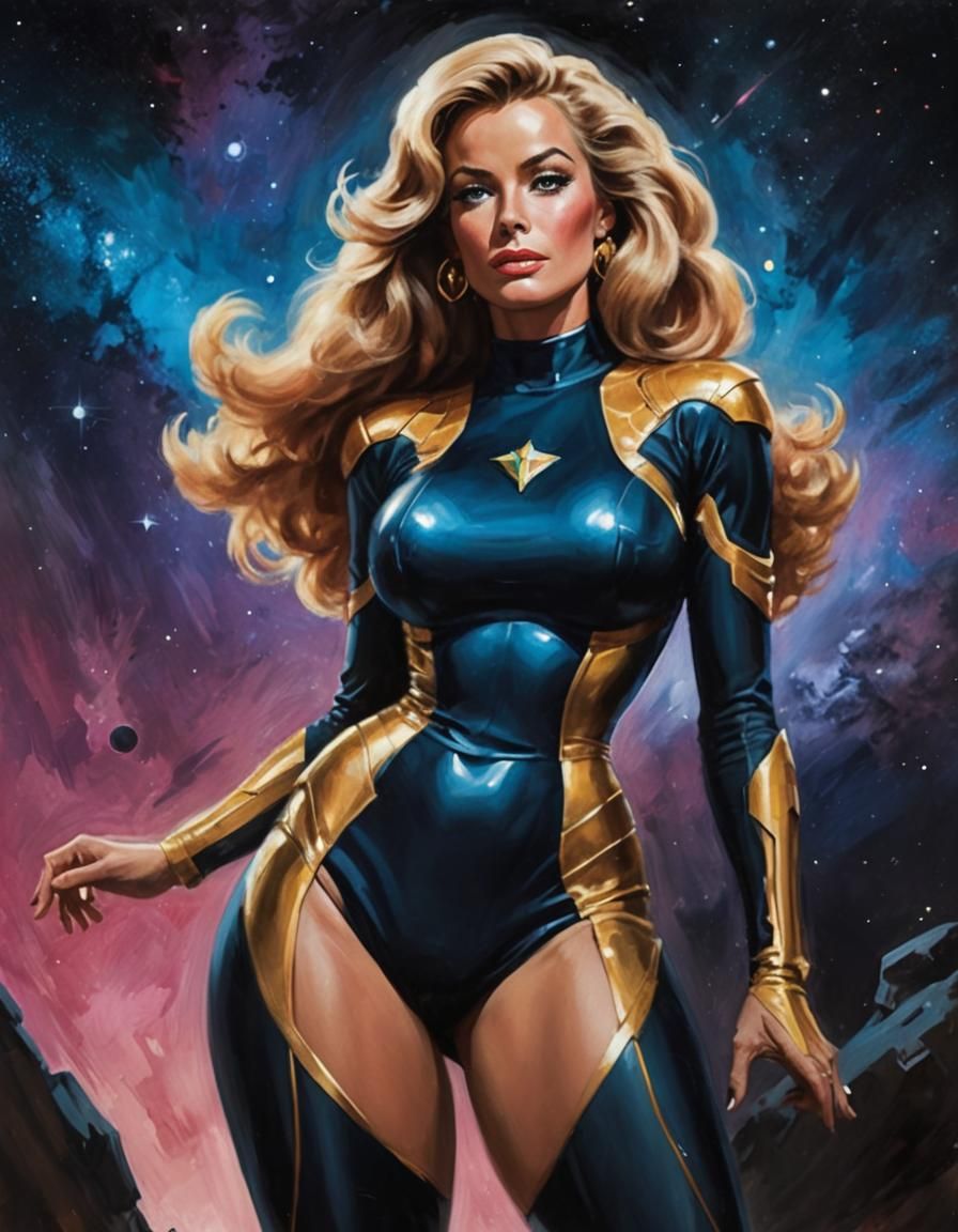 Sci-Fi Pinup: Space Woman in Retrofuturistic Style