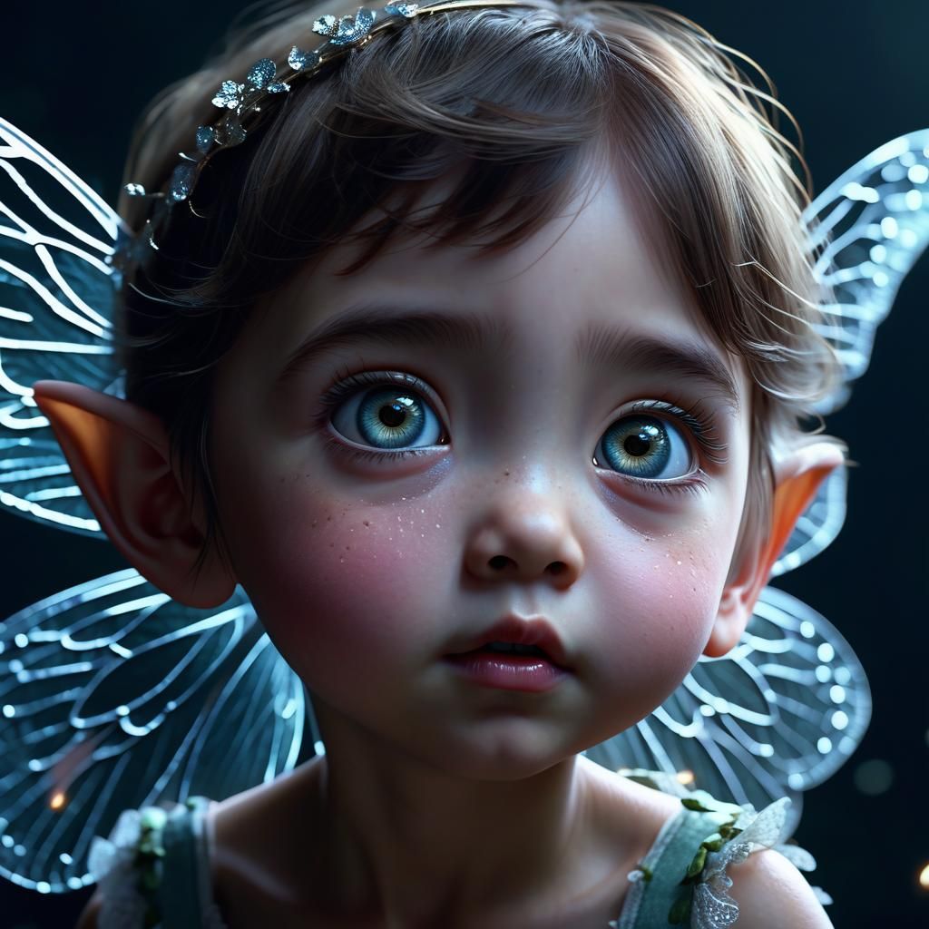 Enchanting Fairy Child Portrait in Digital Painting Style