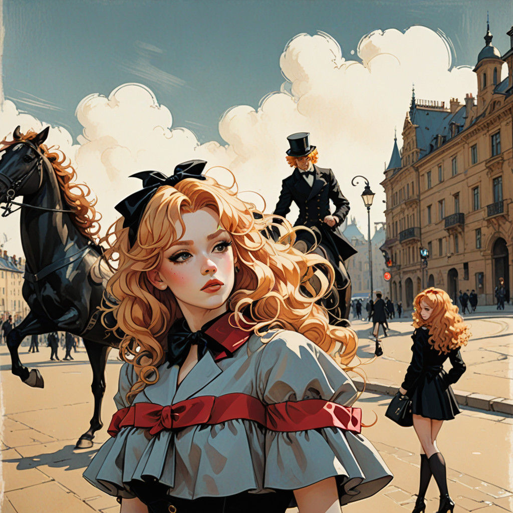 Ethereal Gyaru Beauty with Strawberry Blonde Hair and Inked....