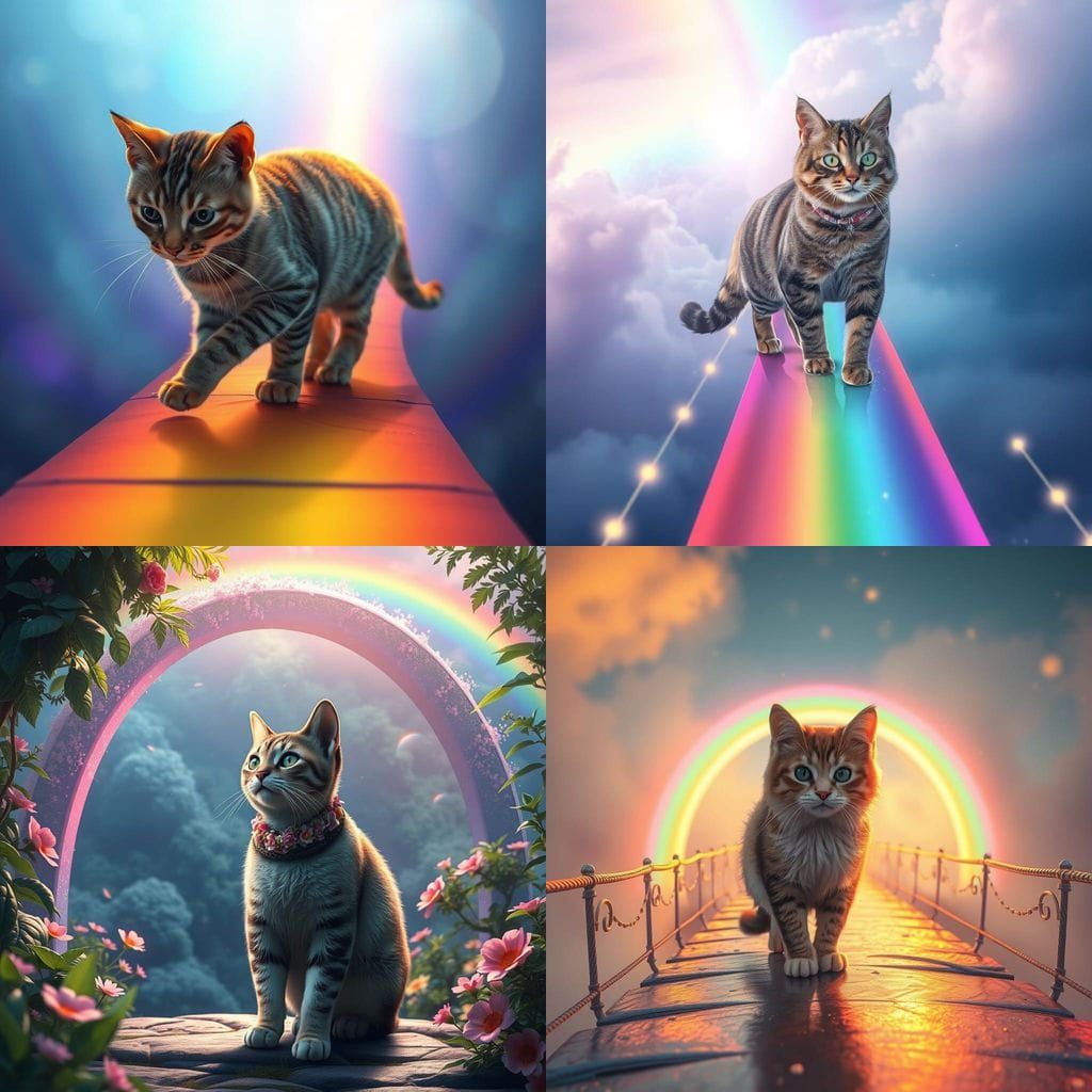 Tabby Cat Embarks on Whimsical Journey Across the Vibrant Ra...