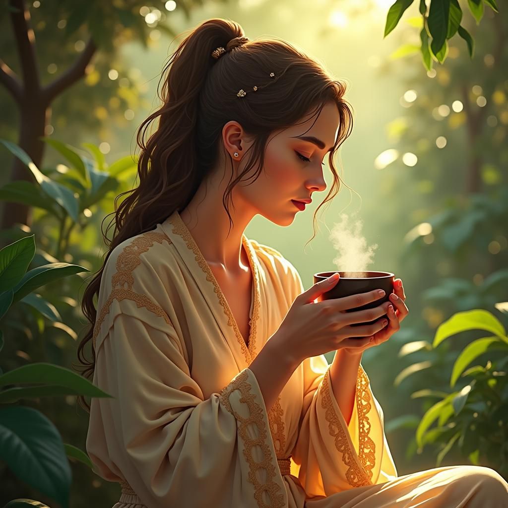 Serene Cacao Ceremony in Digital Art Style