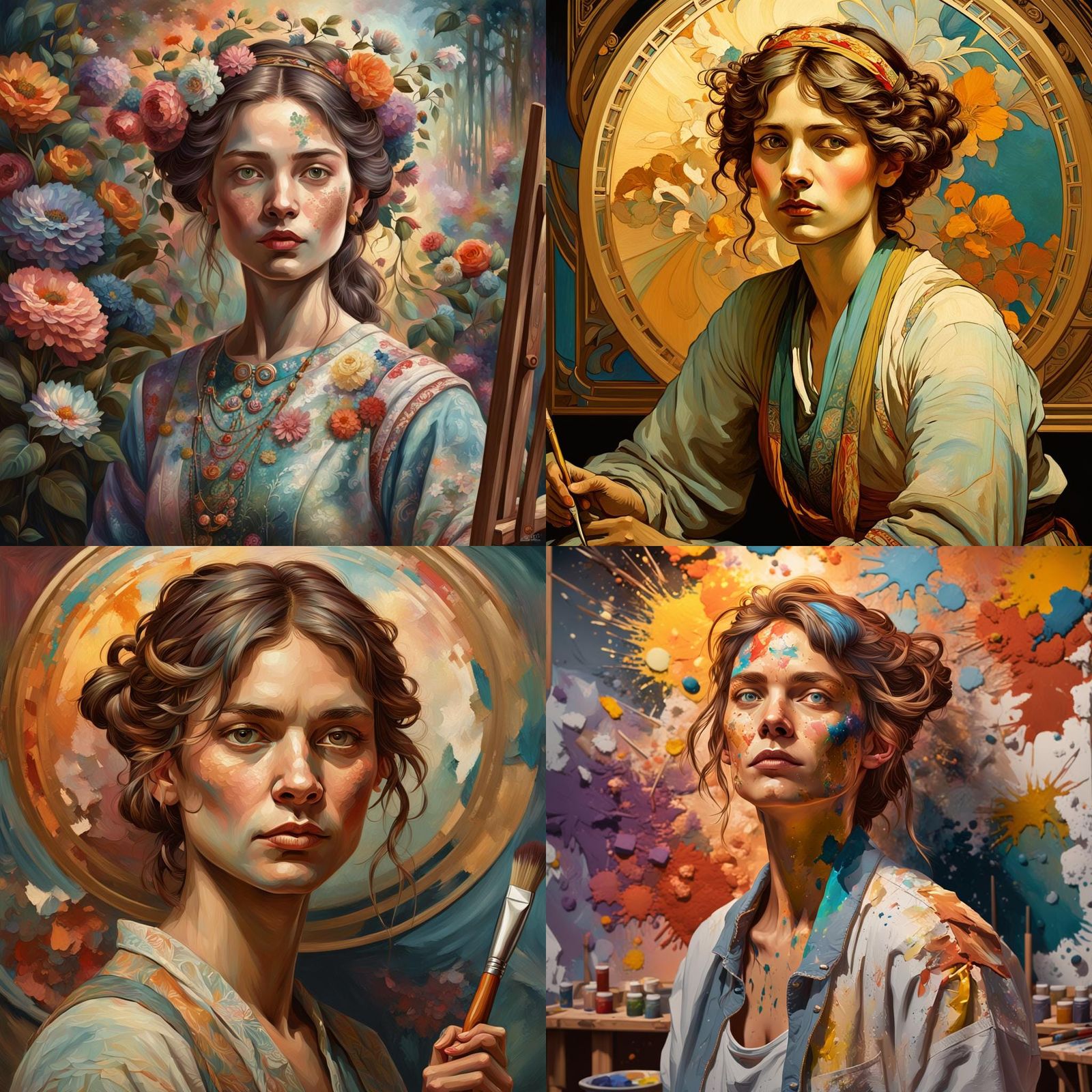 Painter Portrait in Hyperdetailed Splash Art Style