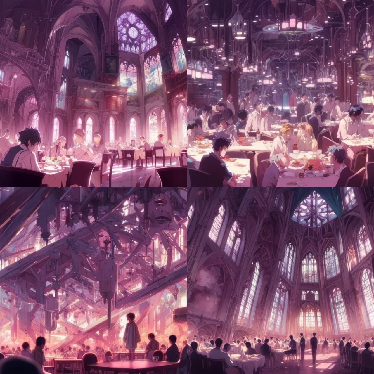 Anime-Style Gothic Restaurant Interior