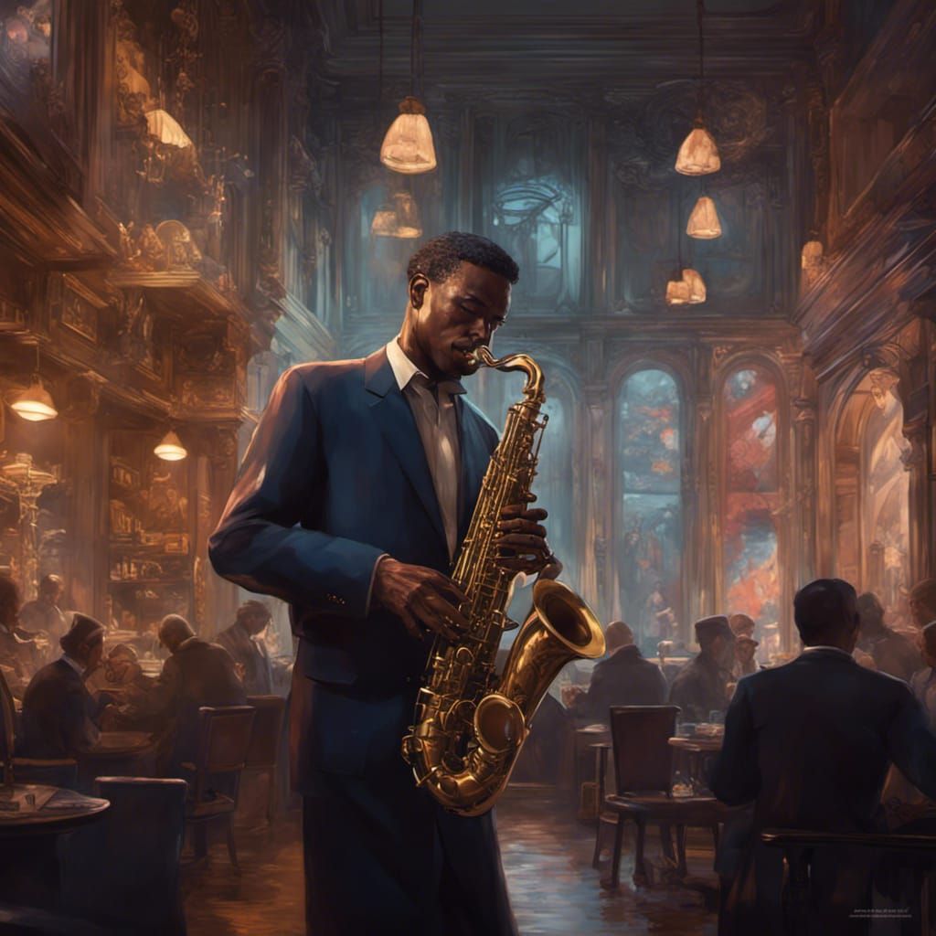 Parisian Jazz Club Saxophonist Concept Art