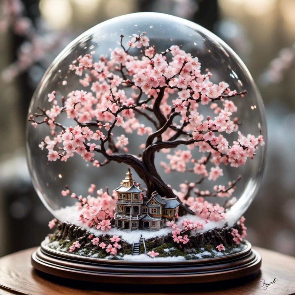 Cherry Blossom Fairy in Silver Snow Globe