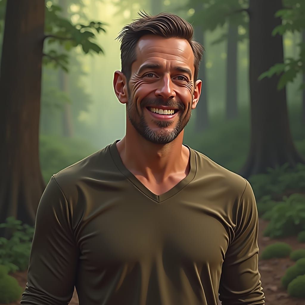 Man with Deep Eyes and Warm Smile, Fantasy Concept Art