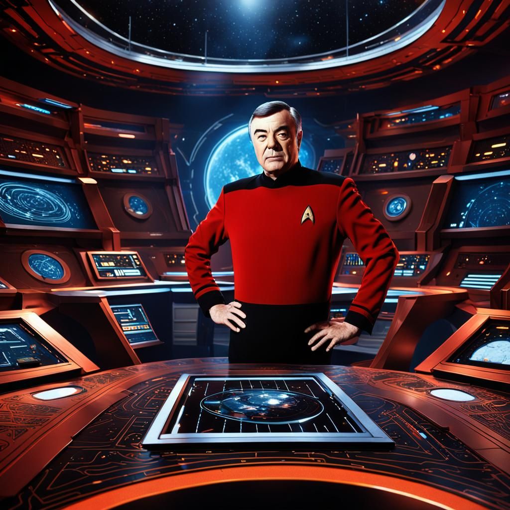 Scotty in Futuristic Engineering Room, Digital Art