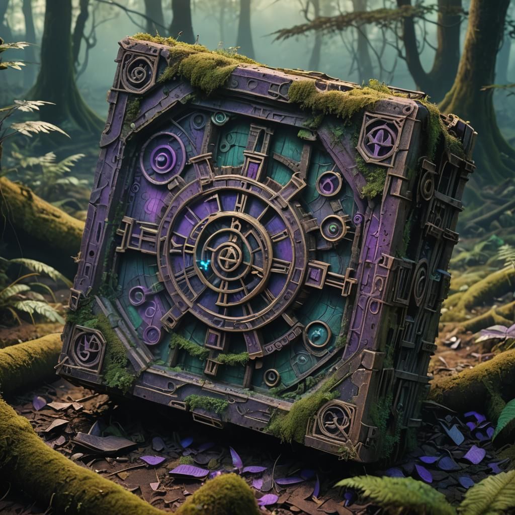 Eerie Forest Relic with Glowing Runes