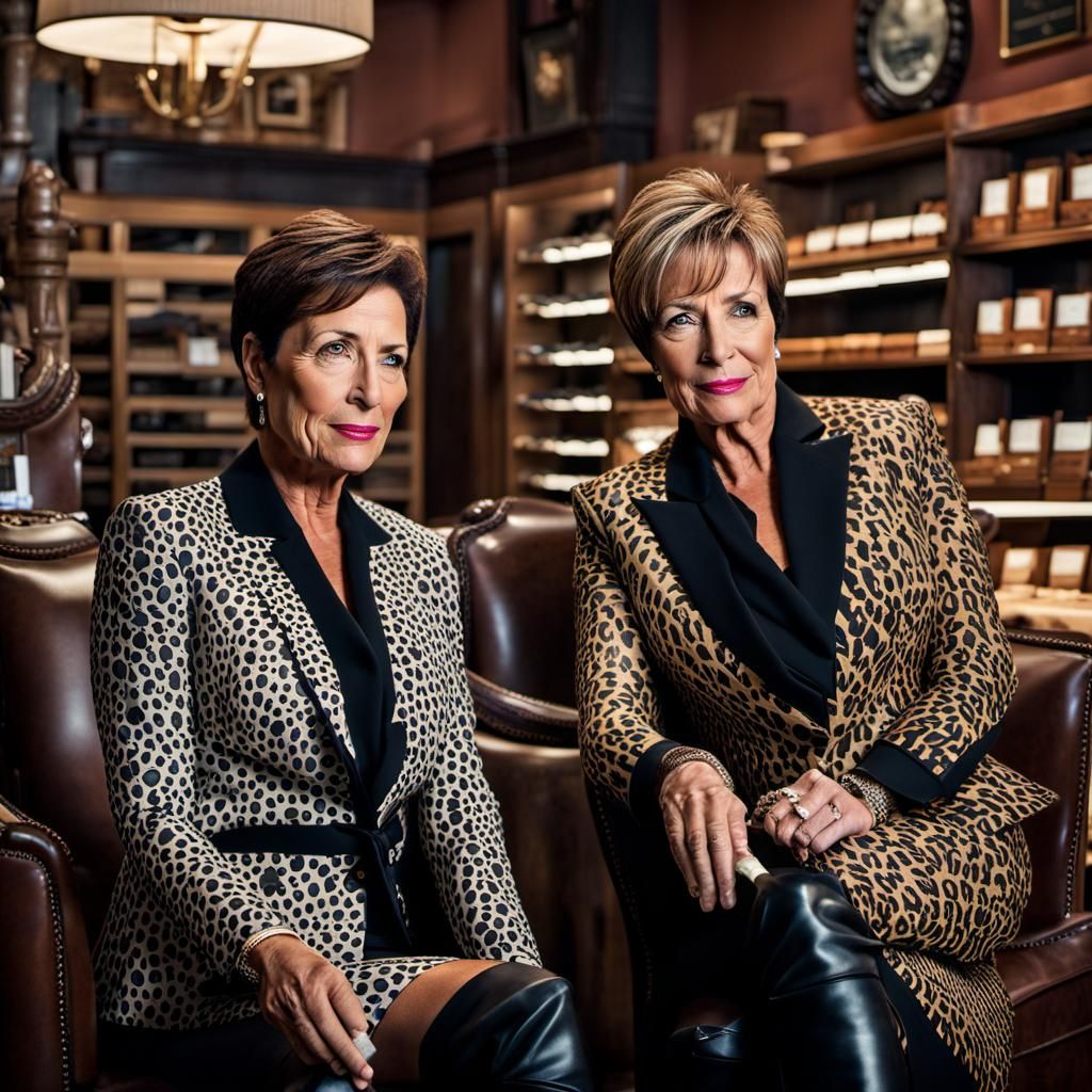 Businesswomen Enjoying Cigars in Cigar Shop