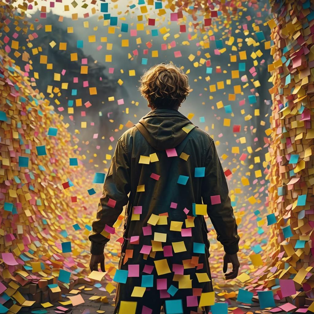 Sticky Note Figure in Digital Matte Painting