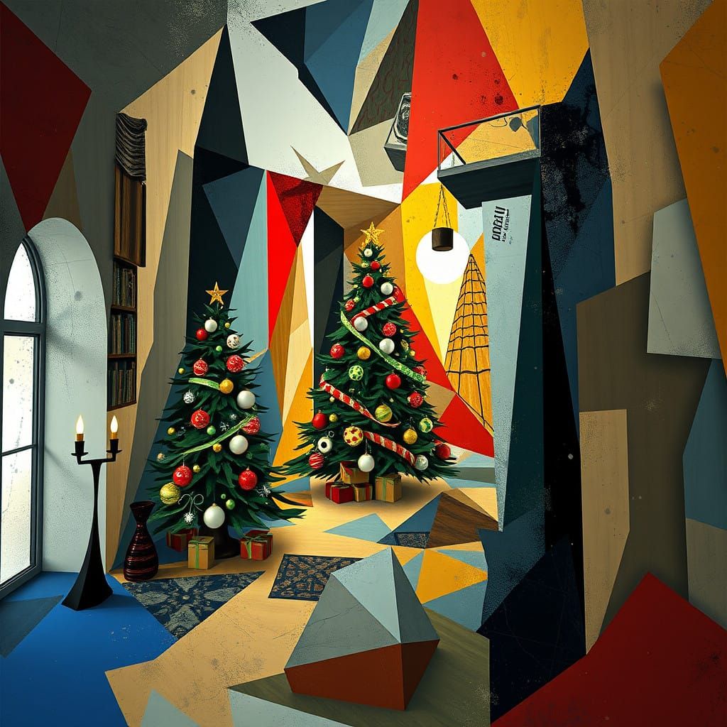 Christmas Eve Pablo Picasso geometric abstract art VRay Unre...